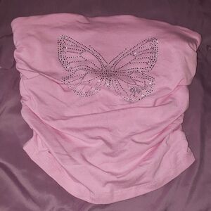 Victoria's Secret Pink Strapless Tube Top with Rhinestone Accent